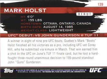 2010 Topps UFC Knockout #139 Mark Holst Back
