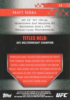 2011 Topps UFC Title Shot #24 Matt Serra Back