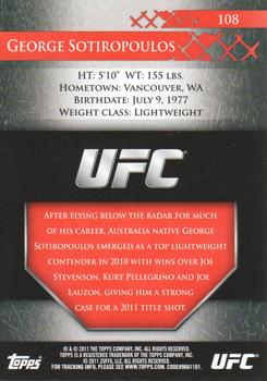 2011 Topps UFC Title Shot #108 George Sotiropoulos Back