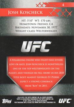 2011 Topps UFC Title Shot - Gold #4 Josh Koscheck Back