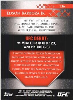 2011 Topps UFC Title Shot - Gold #136 Edson Barboza Back