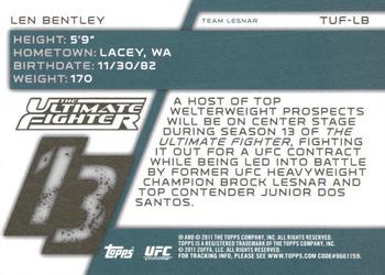 2011 Topps UFC Title Shot - The Ultimate Fighter Autographs #TUF-LB Len Bentley Back
