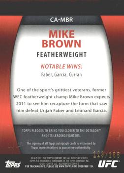 2011 Topps UFC Title Shot - UFC Contenders Autographs #CA-MBR Mike Brown Back