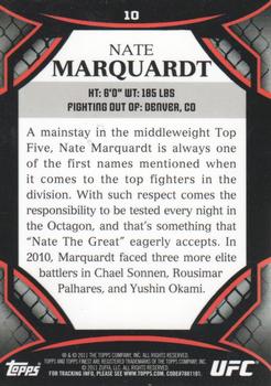 2011 Finest UFC #10 Nate Marquardt Back
