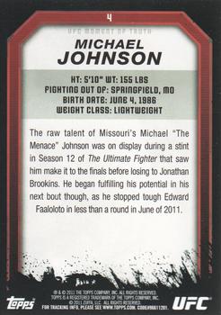 2011 Topps UFC Moment of Truth #4 Michael Johnson Back