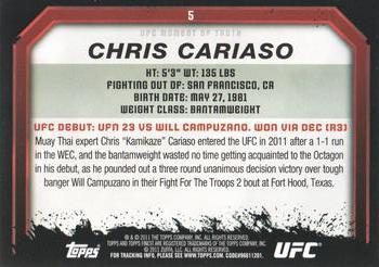 2011 Topps UFC Moment of Truth #5 Chris Cariaso Back