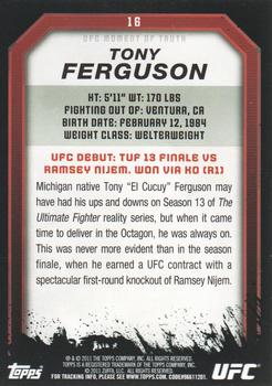 2011 Topps UFC Moment of Truth #16 Tony Ferguson Back