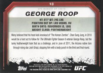 2011 Topps UFC Moment of Truth #43 George Roop Back