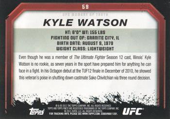 2011 Topps UFC Moment of Truth #59 Kyle Watson Back