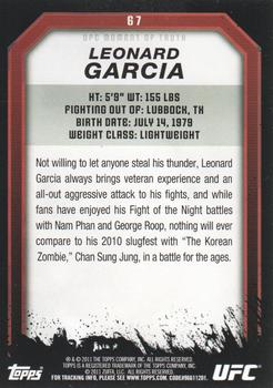 2011 Topps UFC Moment of Truth #67 Leonard Garcia Back