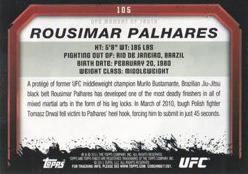 2011 Topps UFC Moment of Truth #105 Rousimar Palhares Back