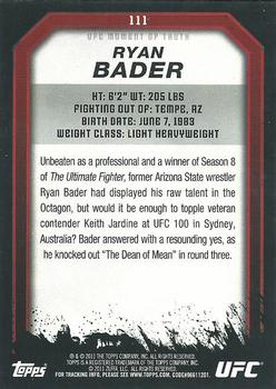 2011 Topps UFC Moment of Truth #111 Ryan Bader Back