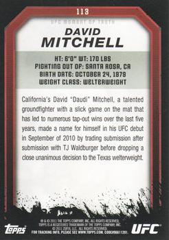2011 Topps UFC Moment of Truth #113 David Mitchell Back