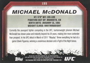 2011 Topps UFC Moment of Truth #135 Michael McDonald Back