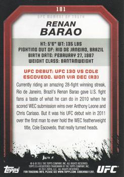 2011 Topps UFC Moment of Truth #181 Renan Barao Back