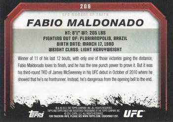 2011 Topps UFC Moment of Truth #209 Fabio Maldonado Back