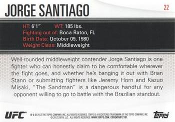 2012 Topps UFC Knockout #22 Jorge Santiago Back