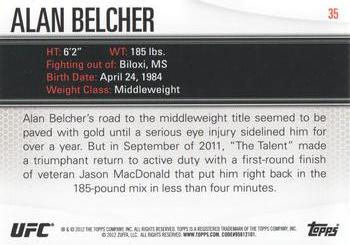 2012 Topps UFC Knockout #35 Alan Belcher Back