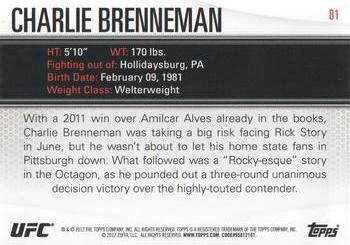 2012 Topps UFC Knockout #81 Charlie Brenneman Back