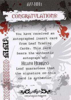 2010 Leaf MMA - Autographs Red #AU-HH1 Heath Herring Back