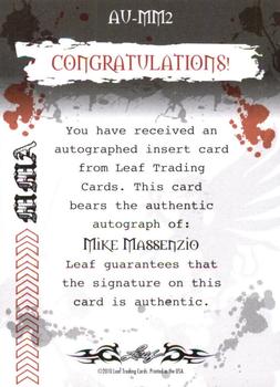 2010 Leaf MMA - Autographs Red #AU-MM2 Mike Massenzio Back