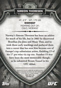 2012 Topps UFC Bloodlines #36 Simeon Thoresen Back