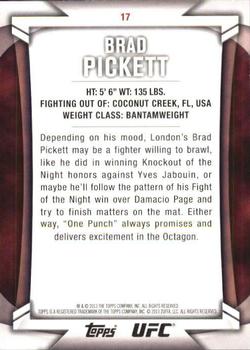 2013 Topps UFC Knockout #17 Brad Pickett Back