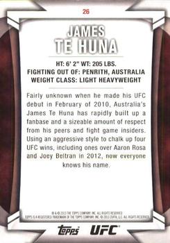 2013 Topps UFC Knockout #26 James Te Huna Back