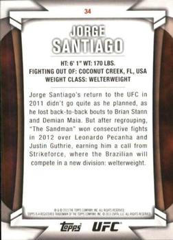 2013 Topps UFC Knockout #34 Jorge Santiago Back