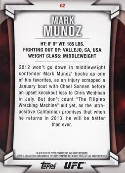2013 Topps UFC Knockout #62 Mark Munoz Back