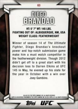 2013 Topps UFC Knockout #63 Diego Brandao Back