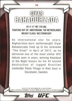 2013 Topps UFC Knockout #74 Siyar Bahadurzada Back