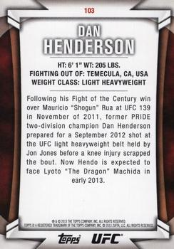 2013 Topps UFC Knockout #103 Dan Henderson Back