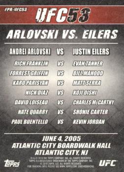 2010 Topps UFC Main Event - Fight Poster #FPR-UFC53 UFC 53 / Andrei Arlovski / Evan Tanner / Rich Franklin Back