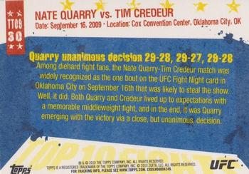 2010 Topps UFC Main Event - Top 10 Fights of 2009 #30 Nate Quarry / Tim Credeur Back