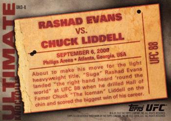 2013 Topps UFC Knockout - Ultimate Knockouts #UKO-8 Rashad Evans Back