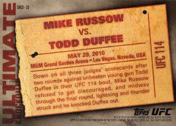 2013 Topps UFC Knockout - Ultimate Knockouts #UKO-10 Mike Russow Back