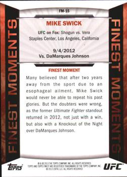 2013 Finest UFC - Finest Moments Refractors Blue #FM-15 Mike Swick Back