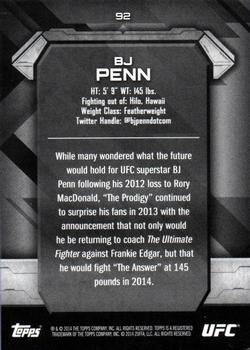 2014 Topps UFC Knockout #92 BJ Penn Back