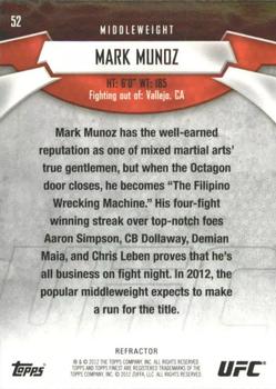 2012 Finest UFC - Refractors #52 Mark Munoz Back