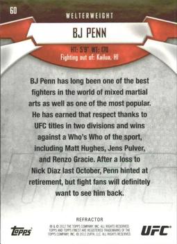 2012 Finest UFC - X-Fractors #60 BJ Penn Back