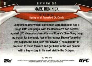 2012 Finest UFC - X-Fractors #81 Mark Hominick Back