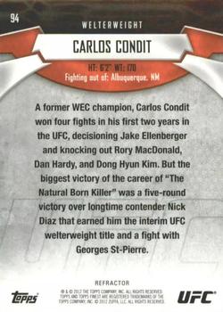 2012 Finest UFC - X-Fractors #94 Carlos Condit Back