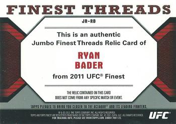 2011 Finest UFC - Finest Threads Jumbo Fighter Relics #JR-RB Ryan Bader Back