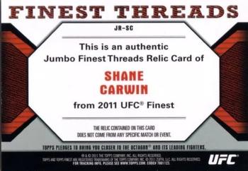 2011 Finest UFC - Finest Threads Jumbo Fighter Relics #JR-SC Shane Carwin Back