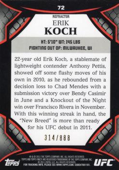 2011 Finest UFC - Refractors #72 Erik Koch Back