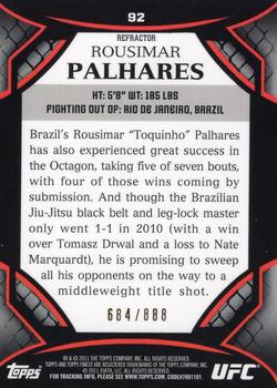 2011 Finest UFC - Refractors #92 Rousimar Palhares Back