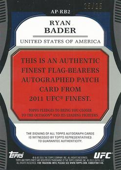 2011 Finest UFC - Flag Bearers Autograph Patches #AP-RB2 Ryan Bader Back