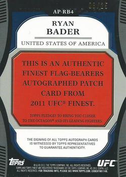 2011 Finest UFC - Flag Bearers Autograph Patches #AP-RB4 Ryan Bader Back