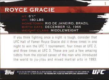 2010 Topps UFC Knockout - Gold #1 Royce Gracie Back